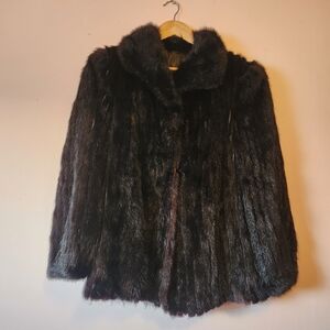 Keska Women's Dark Ranch Mink Fur Coat 60s-80s S-M